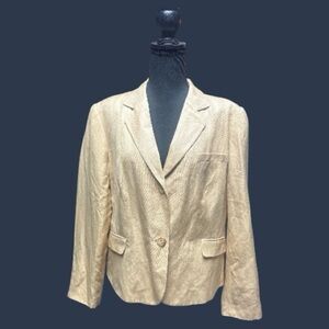 Talbots Silk and Linen Blazer Tan Size 16 Petite